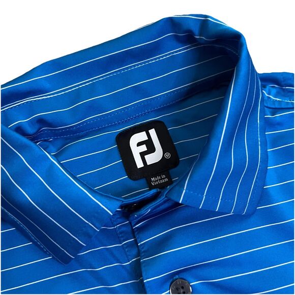FootJoy Golf Polo Shirt Men's Medium Blue‎ White Pease Golf Course Performance - Picture 3 of 6